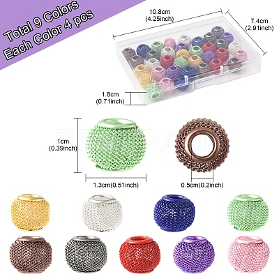 36Pcs 9 Colors Electrophoresis Iron Beads FIND-FS0004-07-1