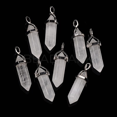 Natural Quartz Crystal Double Terminated Pointed Pendants X-G-F295-04G-1