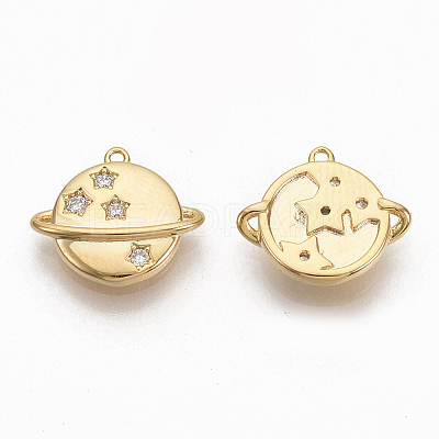 Brass Micro Pave Clear Cubic Zirconia Charms X-ZIRC-Q021-022G-NF-1