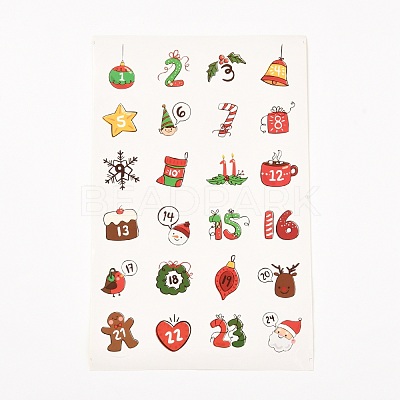 Christmas Theme Round Paper Gift Tag Self-Adhesive Stickers DIY-K032-82I-1