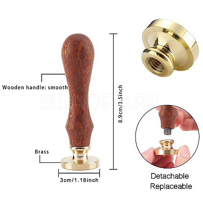 Brass Wax Seal Stamp with Handle AJEW-WH0184-0897-1