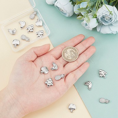 16Pcs 4 Style 201 Stainless Steel Pendants STAS-UN0030-23-1