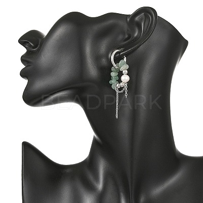 Natural Green Aventurine Chips Drop Earrings EJEW-TA00817-01-1