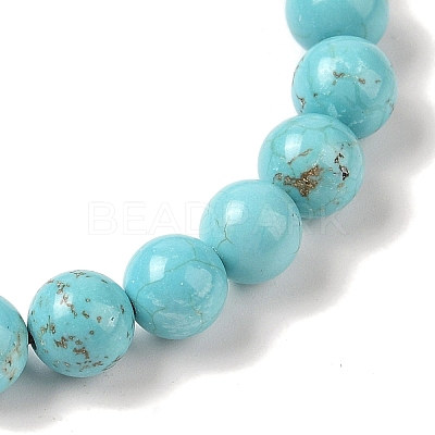 8mm Round Natural Crackle Turquoise  Braided Bead Bracelets BJEW-C067-01B-10-1