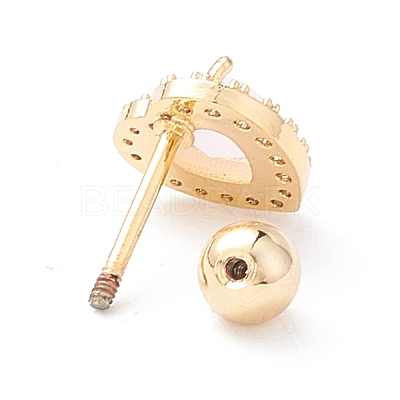 Heart Cat Eye Stud Earrings for Women LS-EJEW-A065-06G-1