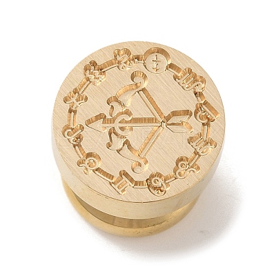 Golden Plated Round Shaped Wax Seal Brass Stamp Head STAM-K002-01G-11-1