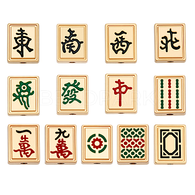13Pcs 13 Styles Mahjong Alloy Enanel Beads FIND-DR0002-11-1