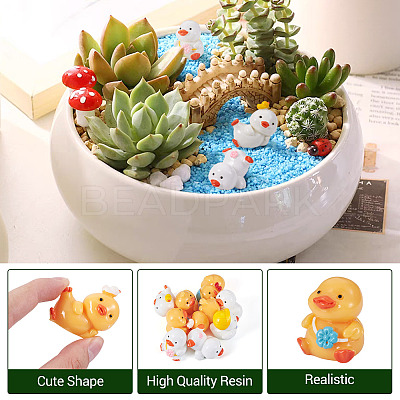 9Pcs 9 Styles Cartoon Cute Resin 3D Duck Figurines DJEW-TA0001-39-1