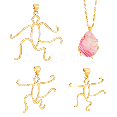 3Pcs 3 Styles Brass Pendant Cabochon Settings KK-PH0011-65-1
