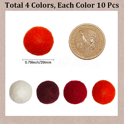 40Pcs 4 Colors Wool Felt Balls DIY-SC0029-40C-1