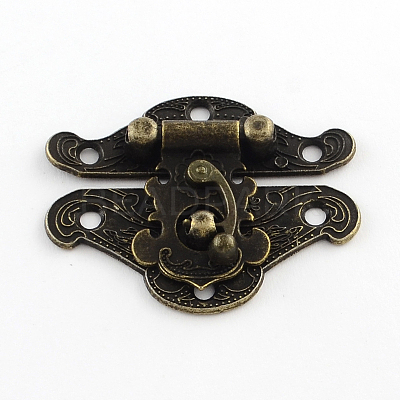 Wooden Box Lock Catch Clasps IFIN-R203-48AB-1