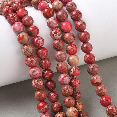 Dyed Natural Imperial Jasper Round Bead Strands G-M274-01-8mm-1