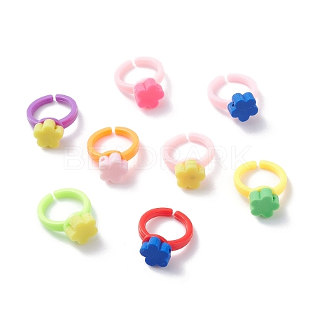 Handmade Flower Polymer Clay Cuff Ring for Teen Girl Women RJEW-JR00403-1