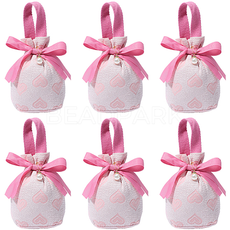 Heart Print Cloth Jewelry Drawstring Gift Bags ABAG-WH20015-11-1