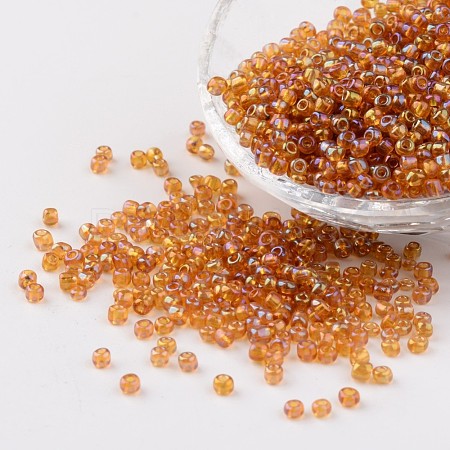 Transparent Colours Rainbow Round Glass Seed Beads X-SEED-A007-3mm-162B-1