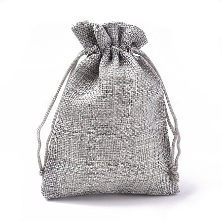 Polyester Imitation Burlap Packing Pouches Drawstring Bags X-ABAG-R004-14x10cm-11-1