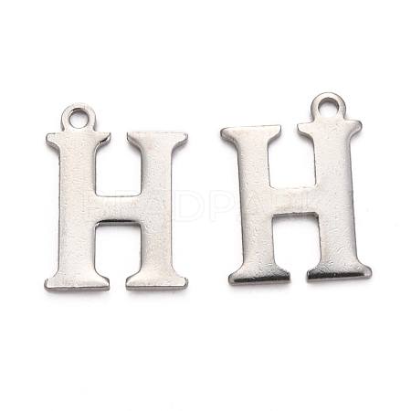 304 Stainless Steel Alphabet Charms STAS-H122-H-P-1