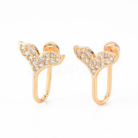 Brass Micro Pave Clear Cubic Zirconia Cuff Earrings EJEW-Q703-002-NF-1