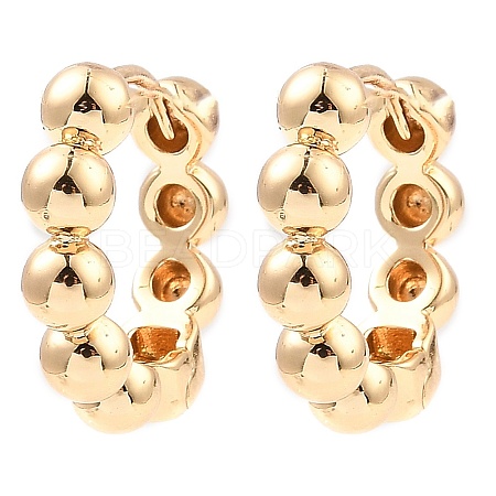 Brass Beaded Hoop Earrings EJEW-I289-06B-KCG-1