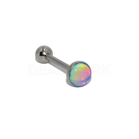 304 Stainless Steel Enamel Flat Round Straight Barbell Piercing Tongue Rings for Women Men WG3BA20-21-1