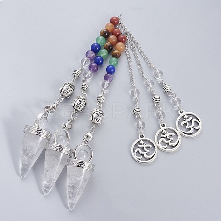 Chakra Jewelry Natural Quartz Crystal Cone Dowsing Pendulums X-G-G771-E07-1