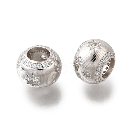 925 Sterling Silver Cubic Zirconia European Beads STER-F061-08P-1