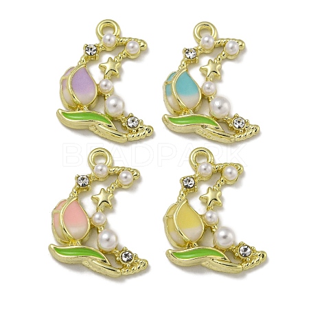 Rack Plating Alloy Enamel Pendants PALLOY-F312-12G-1