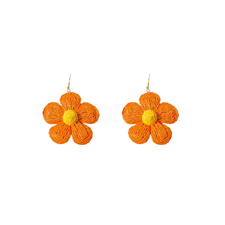 Flower Alloy Raffia Flower Dangle Earrings FS-WG89508-09-1