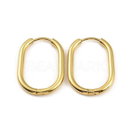 Ion Plating(IP) 304 Stainless Steel Oval Hoop Earrings EJEW-M218-02C-G-1