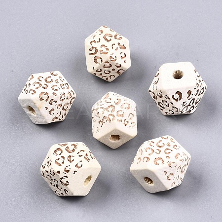 Painted Natural Wood Beads WOOD-T021-51C-12-1