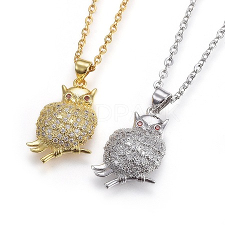 304 Stainless Steel Pendant Necklaces NJEW-L150-11-1