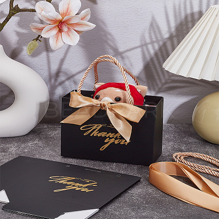 4Pcs Rectangle Paper Wrapping Handle Bags with Ribbon CARB-LP0001-46-1