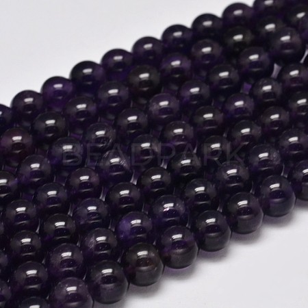 Round Grade A Natural Amethyst Bead Strands G-F289-19-8mm-1