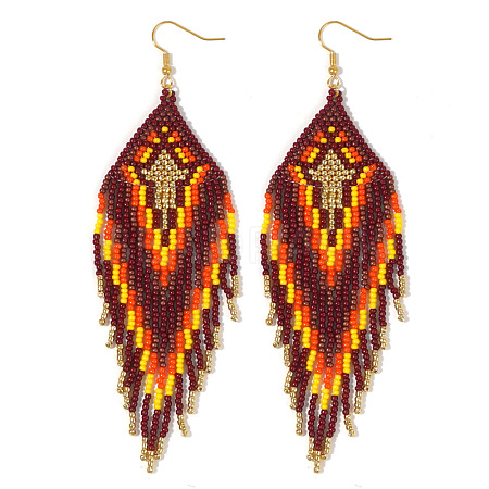 Bohemian Beach Style Handmade Tassel Seed Beaded Dangle Earrings for Women ZB5578-1