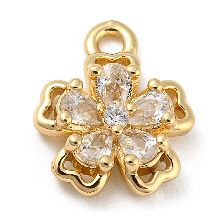 Brass with Clear Cubic Zirconia Charms X-KK-G478-02D-KCG-1