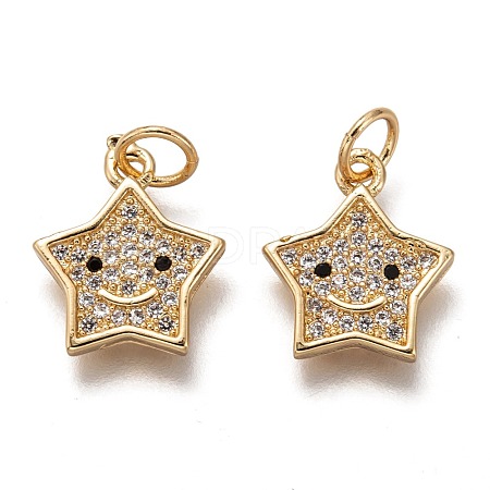 Brass Micro Pave Clear Cubic Zirconia Charms ZIRC-B002-52G-1