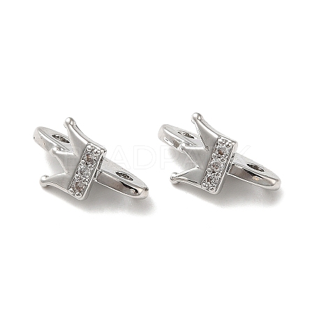 Brass Micro Pave Clear Cubic Zirconia Slide Charms KK-P239-20P-1