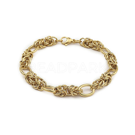 201 Stainless Steel Rings Knot Link Chain Bracelets for Men BJEW-R313-04G-1