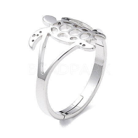 Non-Tarnish 304 Stainless Steel Hollow Out Tortoise Adjustable Ring for Women RJEW-I097-02P-1