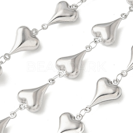 304 Stainless Steel Heart Link Chains CHS-Z004-09P-1