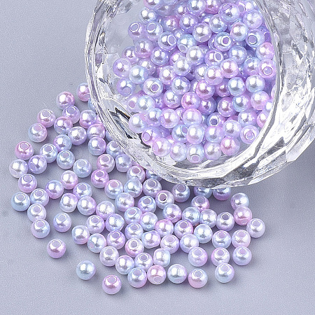 Rainbow ABS Plastic Imitation Pearl Beads X1-OACR-Q174-10mm-01-1