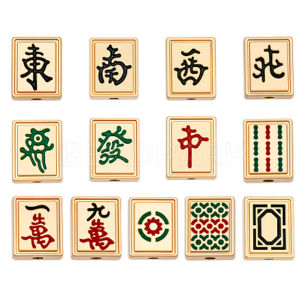13Pcs 13 Styles Mahjong Alloy Enanel Beads FIND-DR0002-11-1