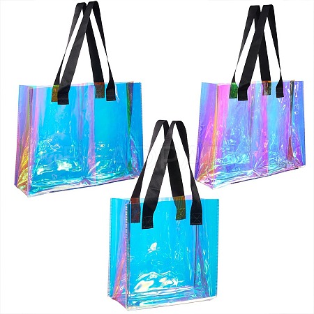 3Pcs 3 Style Rectangle Transparent Laser Plastic Hand Bags ABAG-SZC0007-09-1