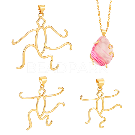 3Pcs 3 Styles Brass Pendant Cabochon Settings KK-PH0011-65-1