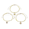 3Pcs 3 Style Bees & Flower Alloy Enamel Charm Bracelets Set BJEW-JB09952-1