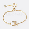 Adjustable Brass Micro Pave Cubic Zirconia Bolo Bracelets BJEW-H558-04G-1