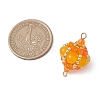 Dyed Natural Malaysia Jade Round and Glass Seed Beaded Lantern Links Connector Charms PALLOY-MZ01176-01-2