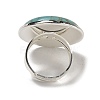 Synthetic Turquoise Round Adjustable Rings RJEW-K371-09S-16-4