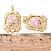 Flower Brass Enamel Pendants KK-D390-17G-02-3