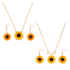 FIBLOOM Sunflower Jewelry Set with Imitation Pearl Beaded SJEW-FI0001-30-8